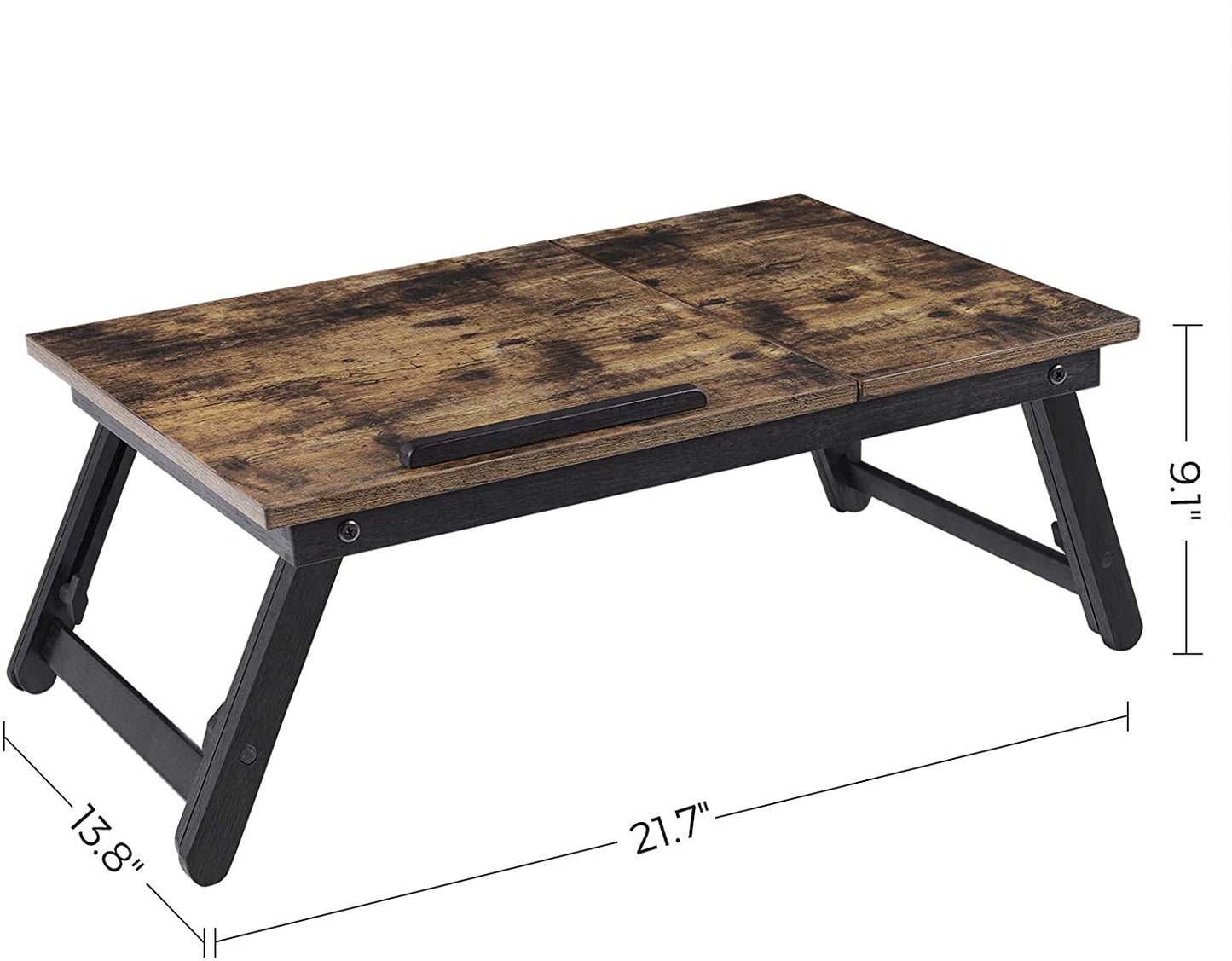 Laptop Desk for Bed or Sofa with Adjustable Tilting Top, Breakfast Serving Tray with Height Adjustable Folding Legs