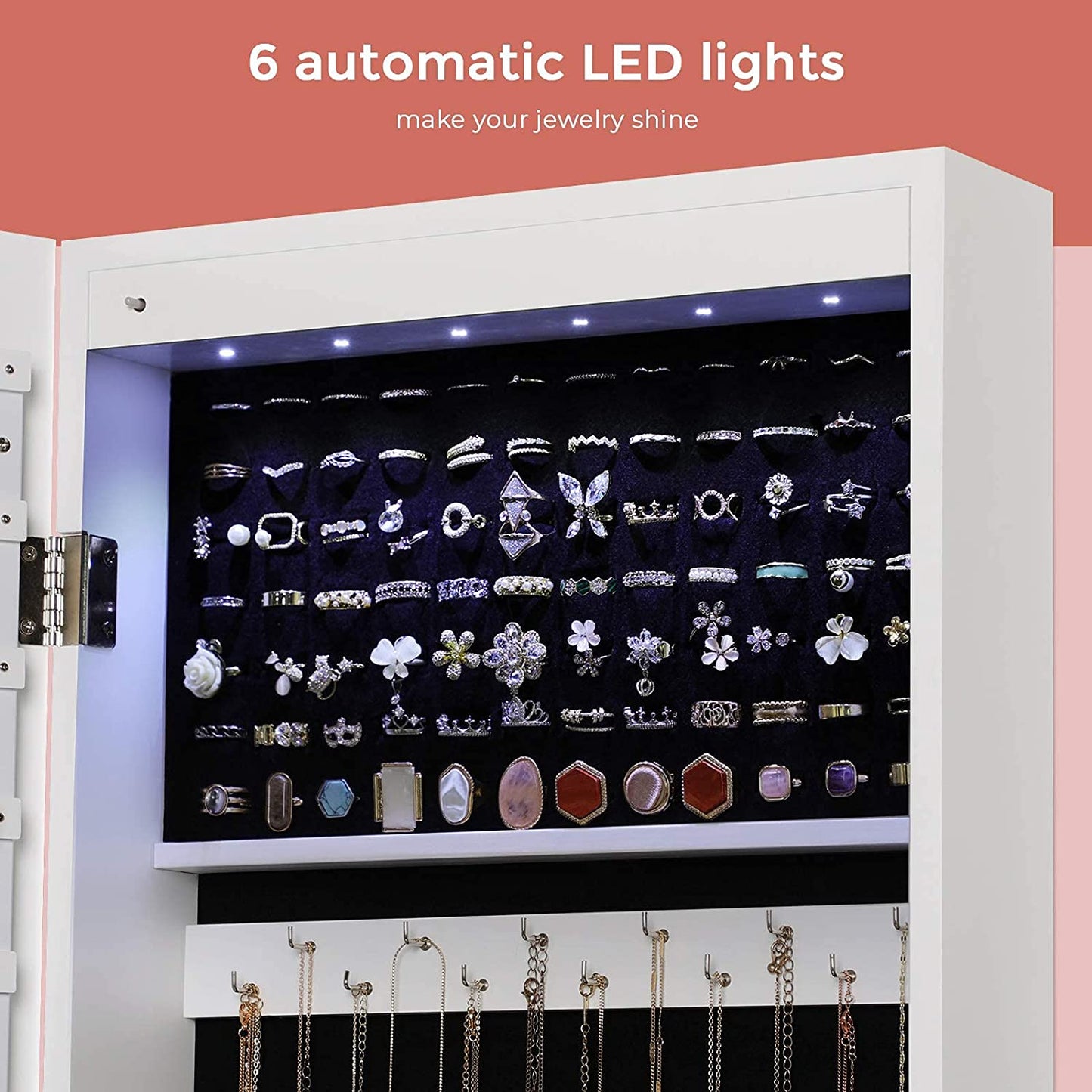White Hanging Jewelry Armoire