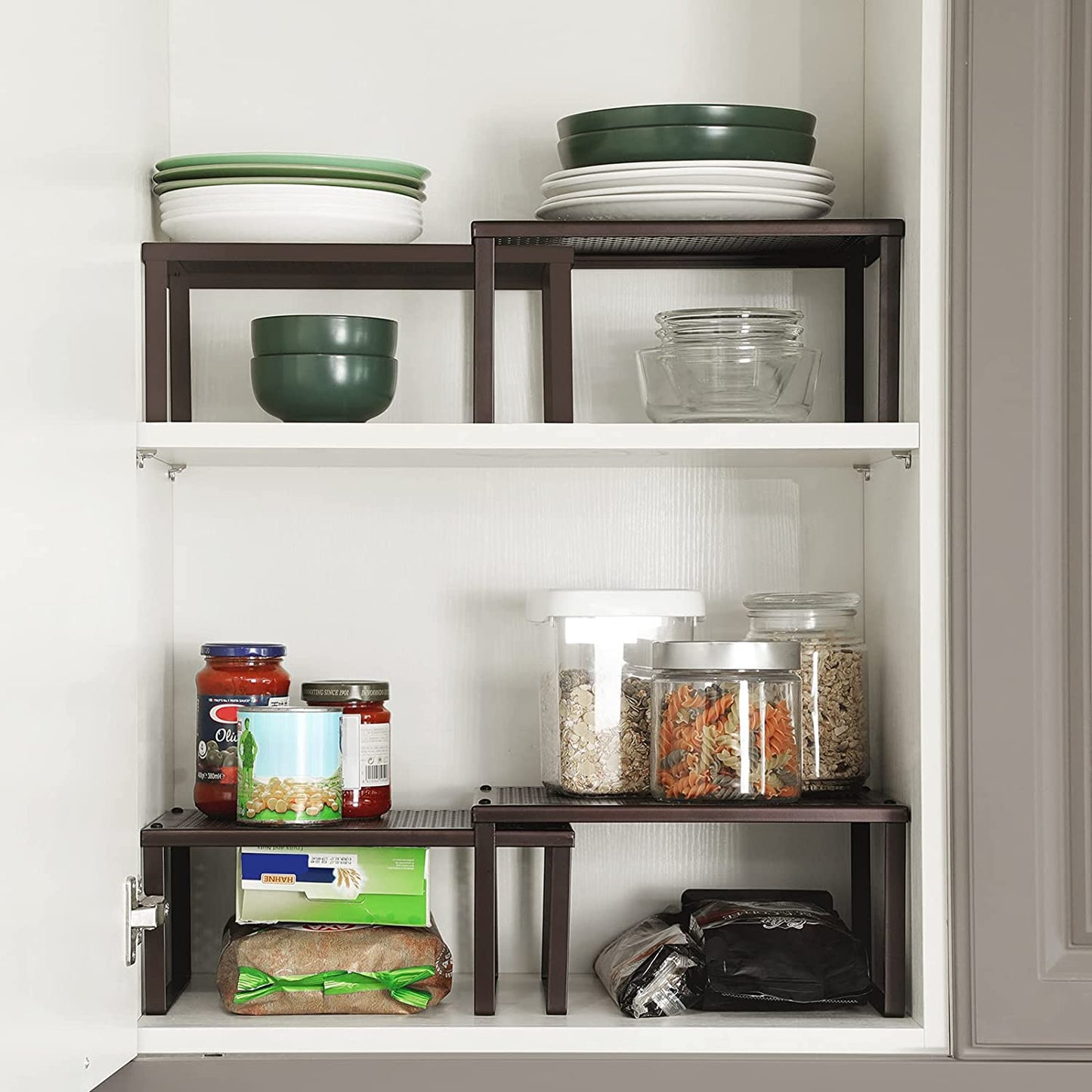 Set of 4 Expandable Metal Cabinet Shelf Organizer