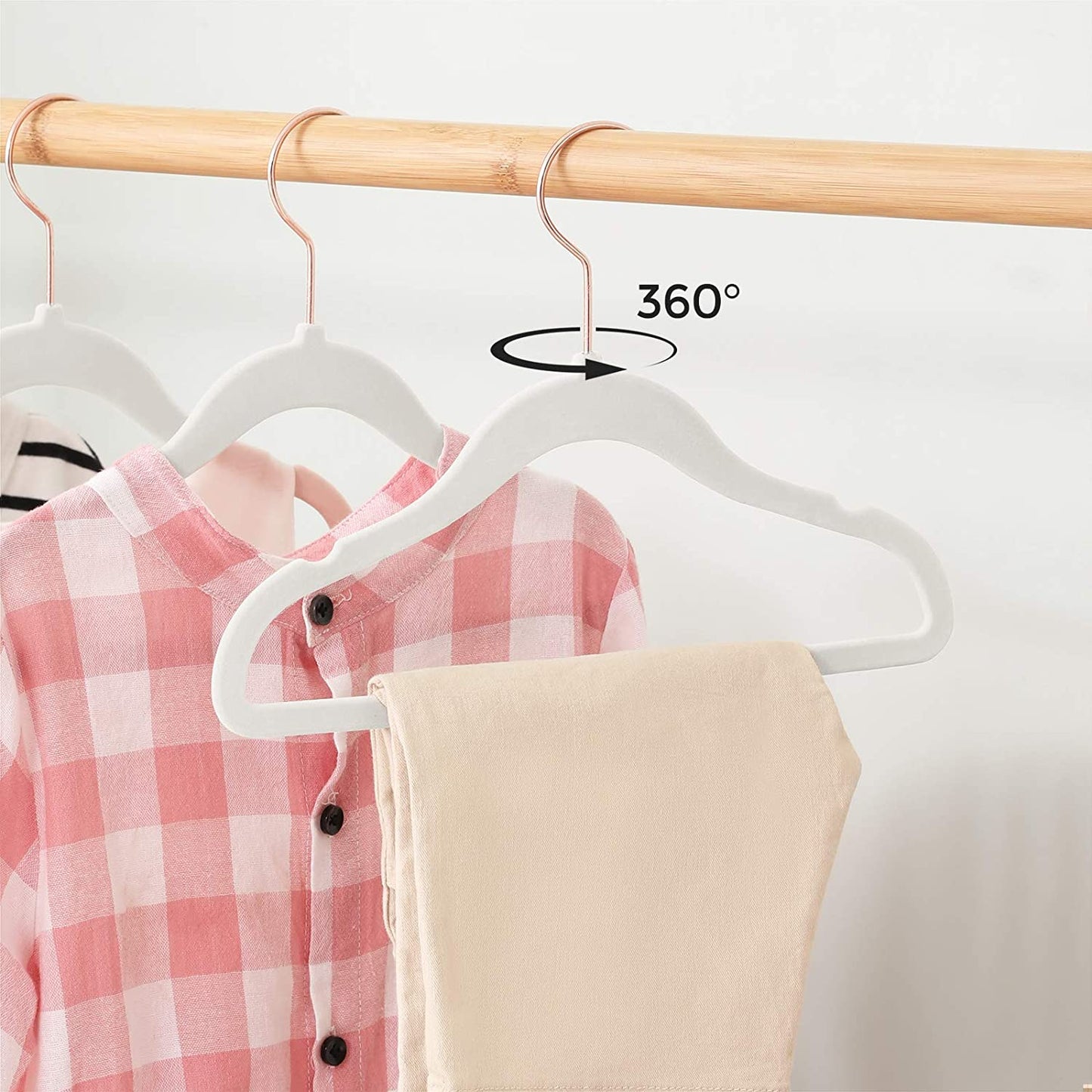 Baby Hangers Pack of 50, Children’s Hangers for Closet with Rose Gold Hooks, Premium Velvet Hangers