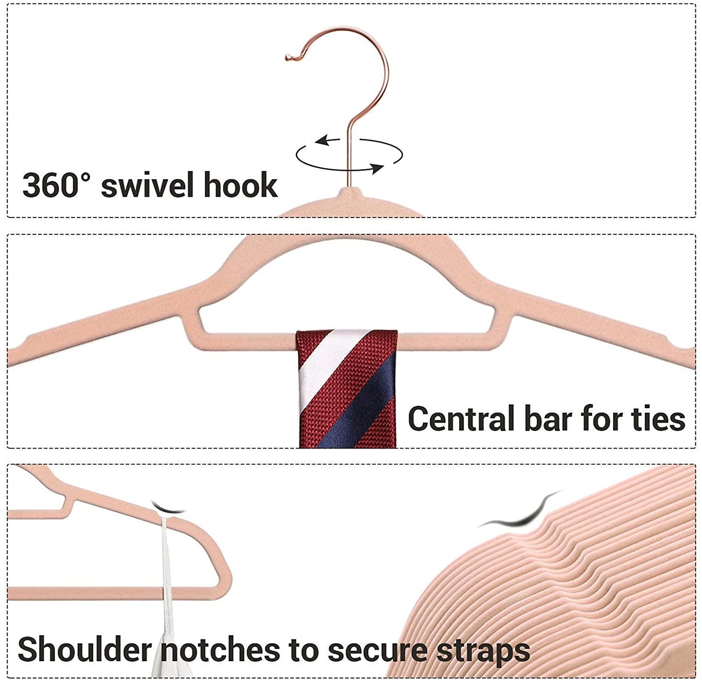 50 Velvet Coat Hangers Bundle with 30 Skirt Hangers, Space-Saving Closet Organization, Swivel Hooks