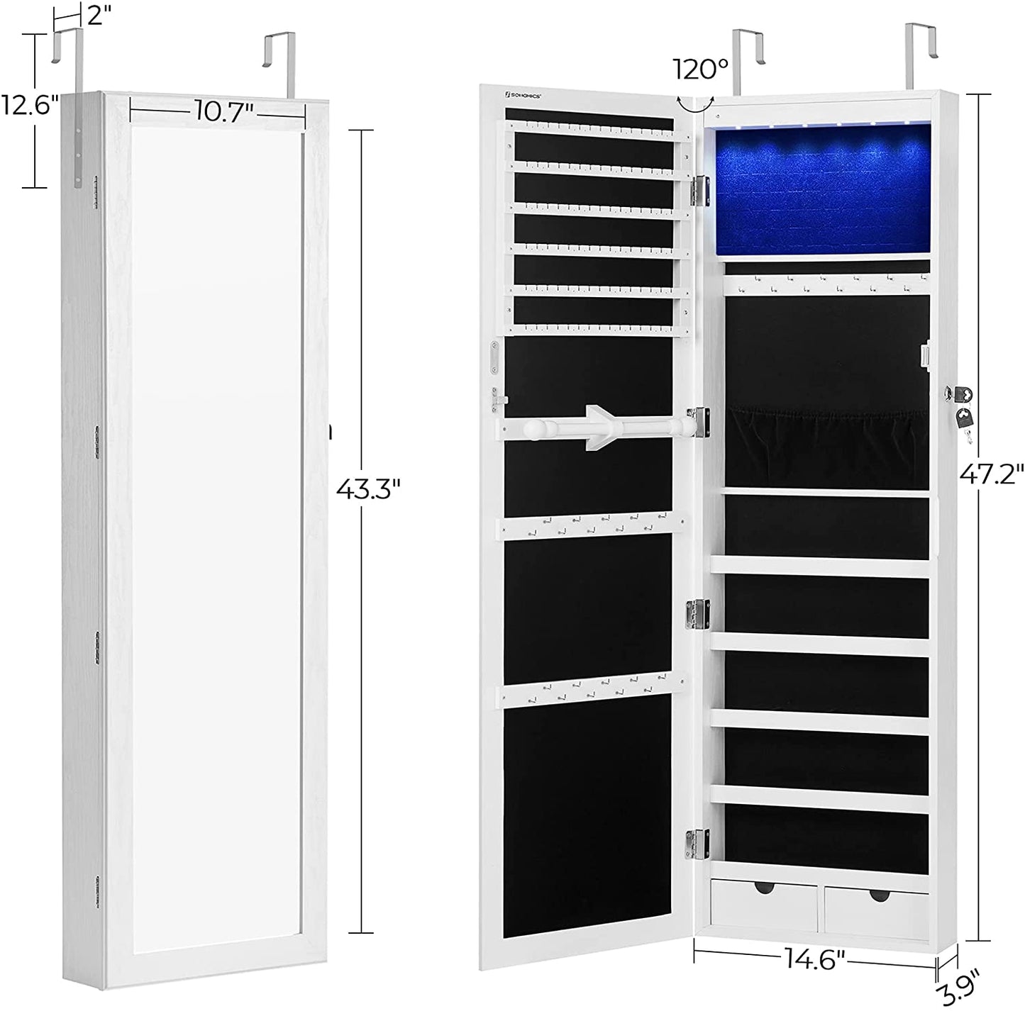 White Hanging Jewelry Armoire