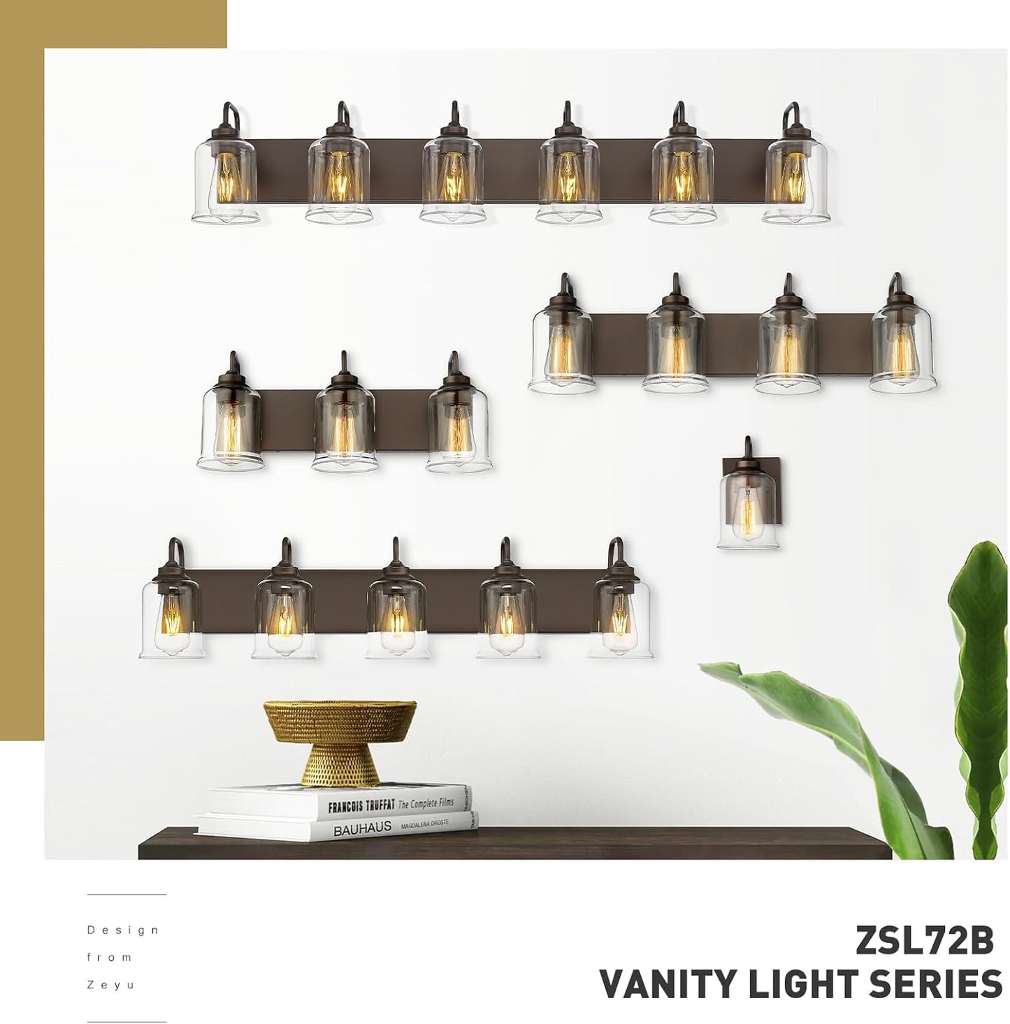 Farmhouse Glass Bathroom Vanity Light Fixture