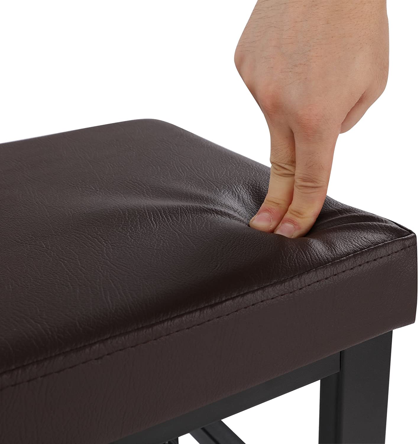 Brown Padded Storage Shoe Bench with Shelves