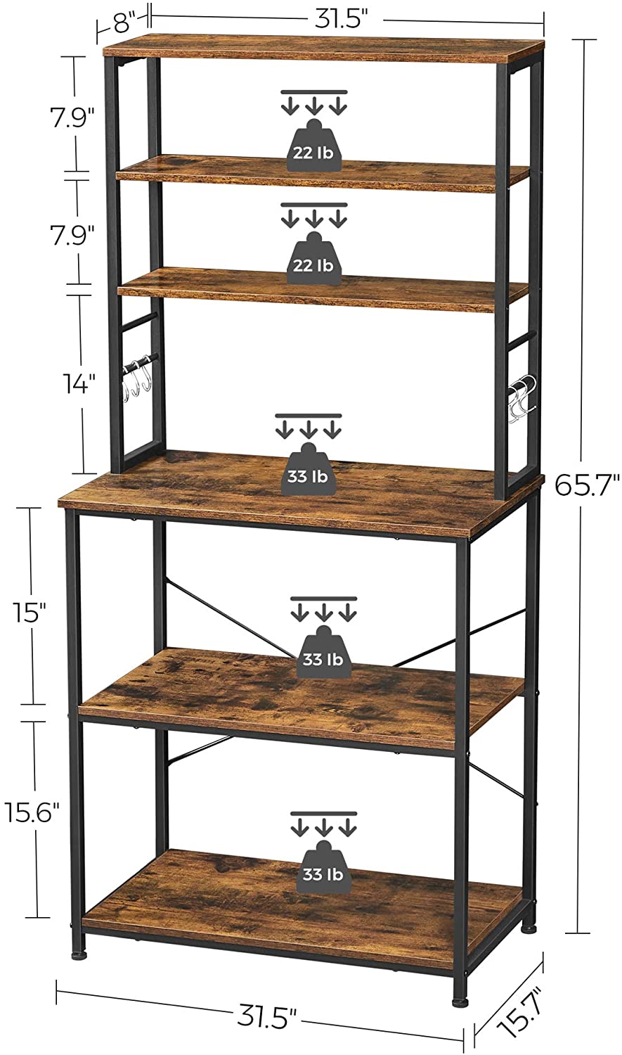 6-Tier Baker's Rack with Hutch