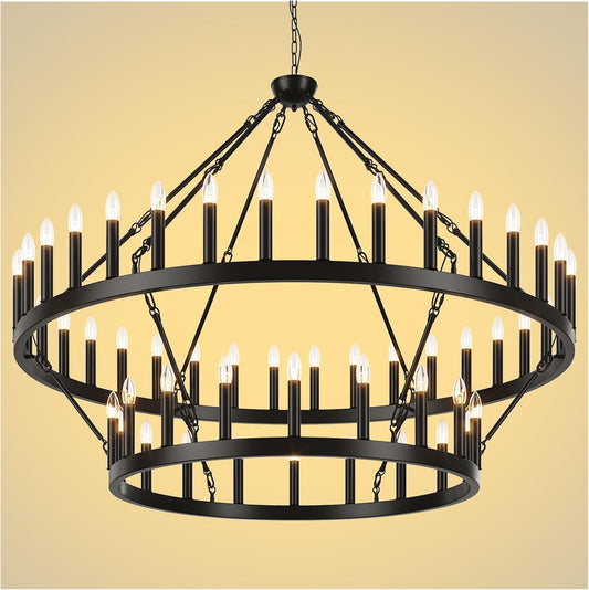 2 Tier Farmhouse Wagon Wheel Chandelier