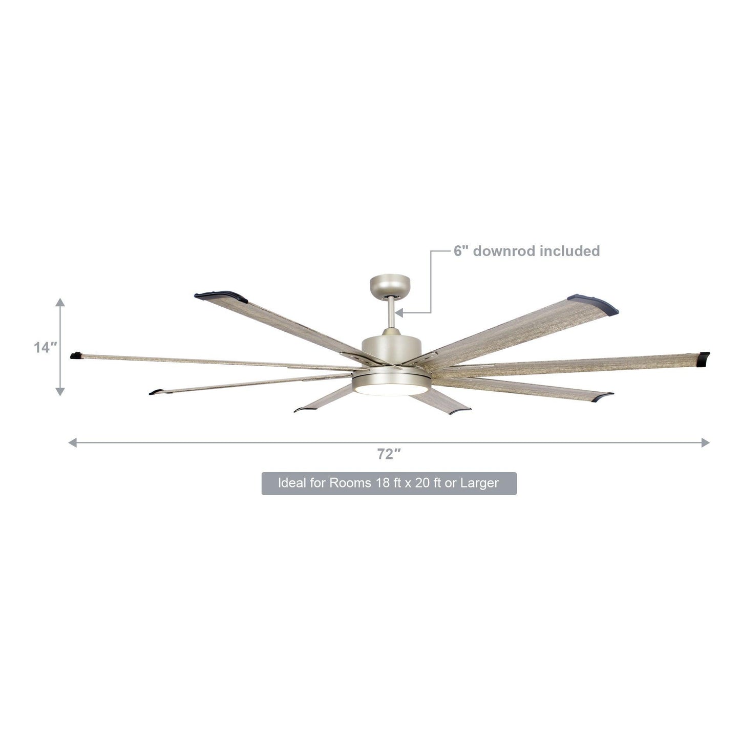 72‘’ Bankston Integrated Led Indoor Nickel Standard Ceiling Fan With Remote Control And Light Kit Included