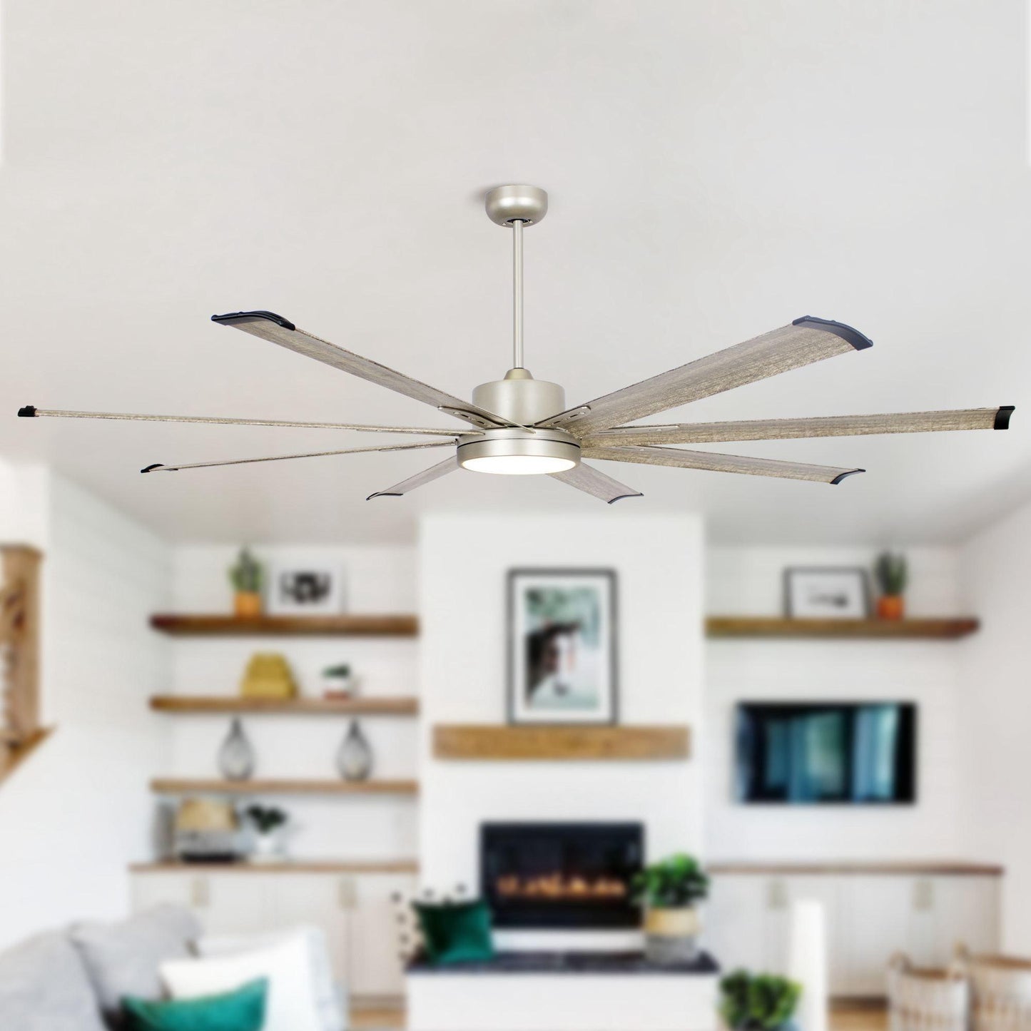 72‘’ Bankston Integrated Led Indoor Nickel Standard Ceiling Fan With Remote Control And Light Kit Included