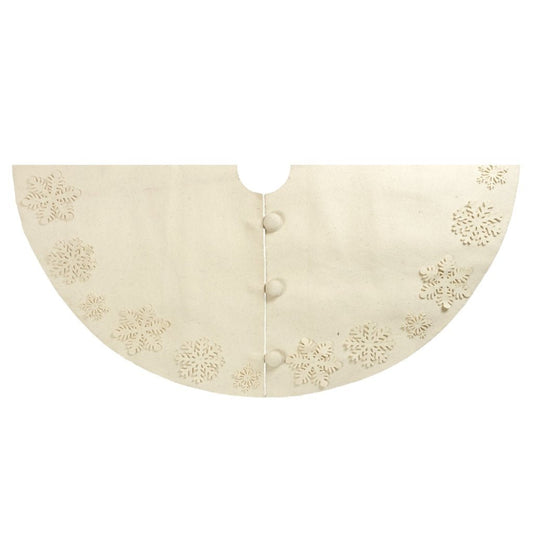 Snowflakes Hand-felted Wool Cream XL Christmas Tree Skirt Felt 72" Arcadia Home