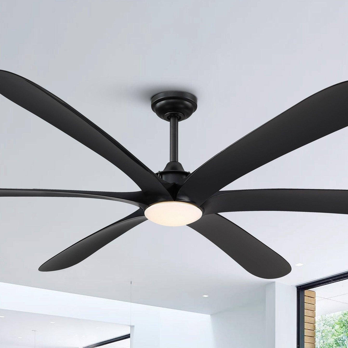 72" Jaydn Farmhouse Satin Nickel DC Motor Downrod Mount Reversible Ceiling Fan with Lighting and Remote Control