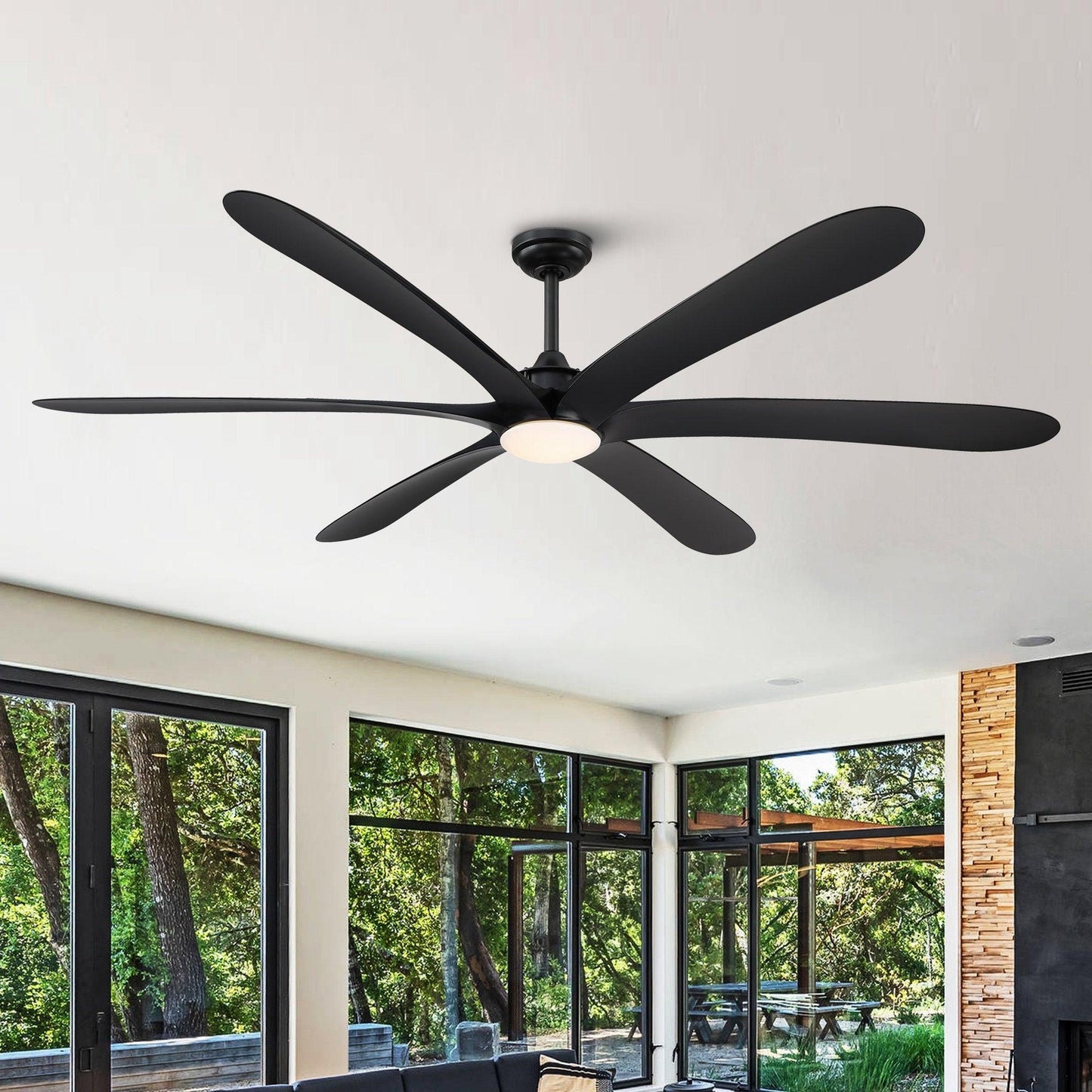 72" Jaydn Farmhouse Satin Nickel DC Motor Downrod Mount Reversible Ceiling Fan with Lighting and Remote Control