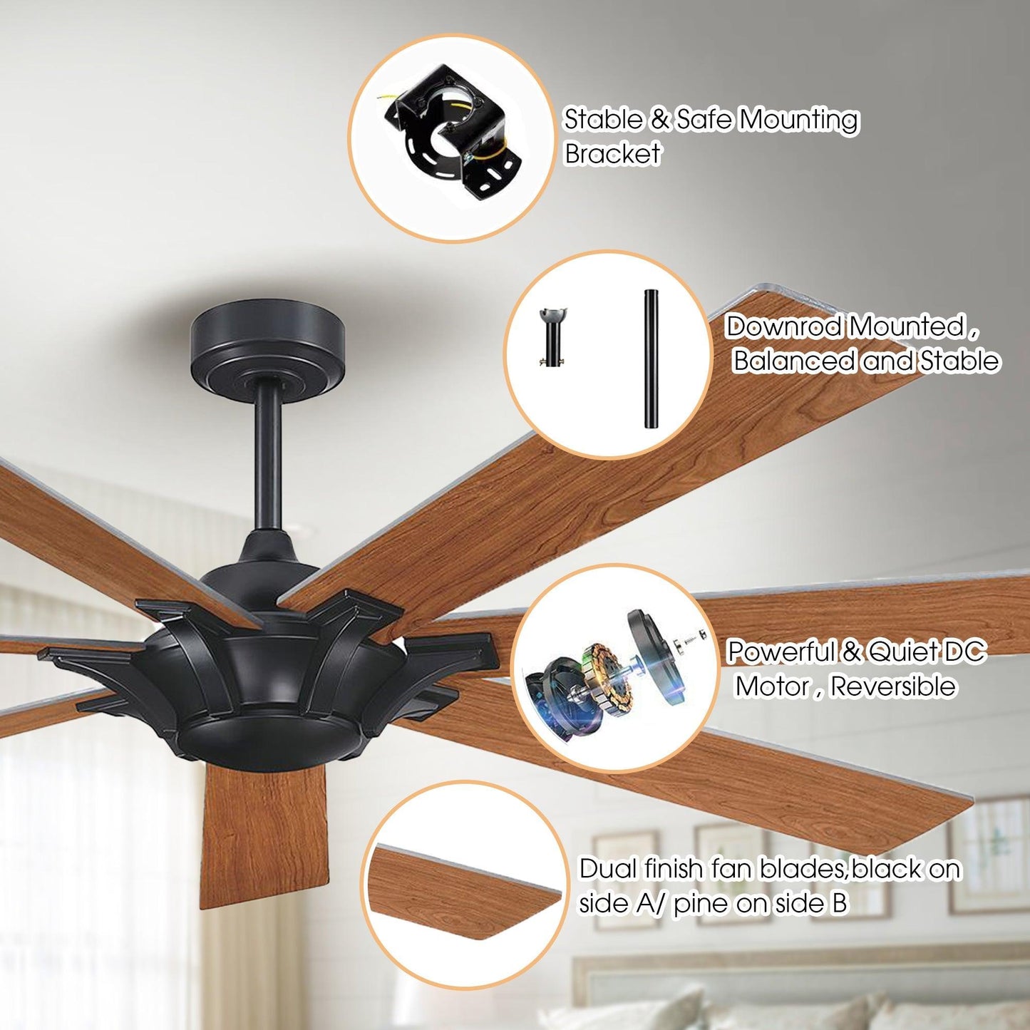 72 Modern Rustic Ceiling Fan 7-Blades