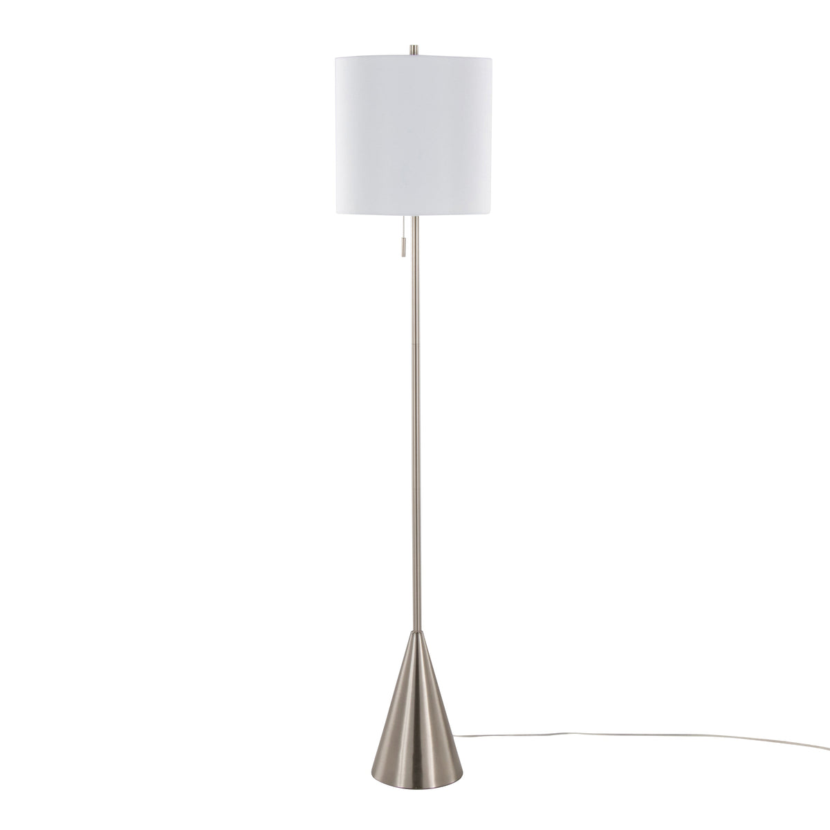 64" Contemporary Metal Floor Lamp in Brushed Nickel