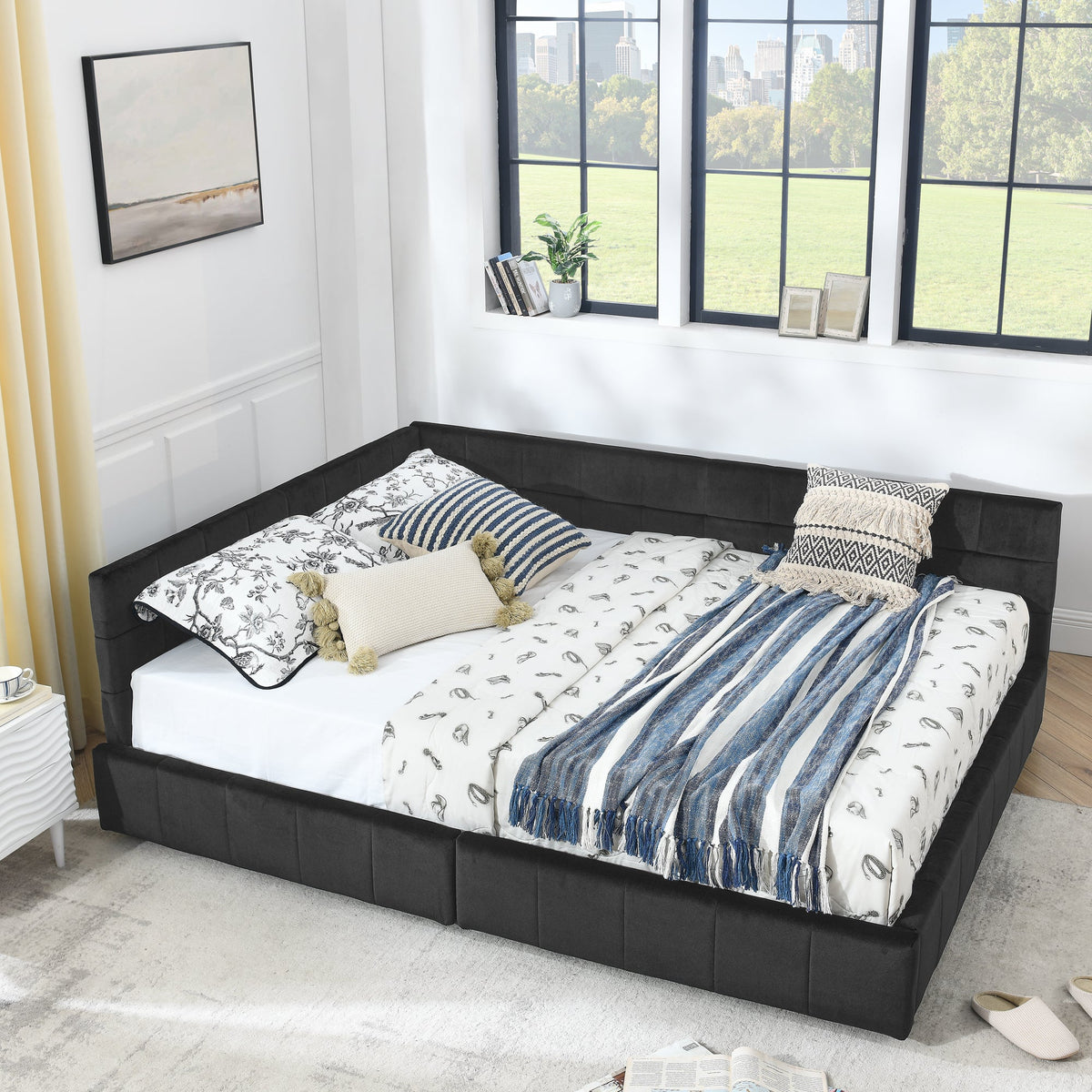 Queen Size Storage Upholstered Tufted Bed Frame