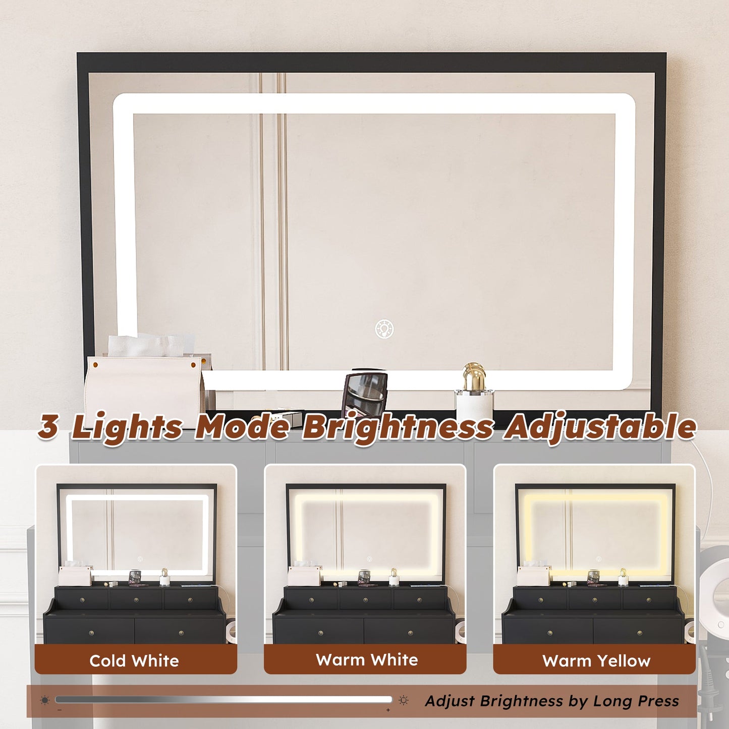 New Large Mirror Vanity Desk for Bedroom