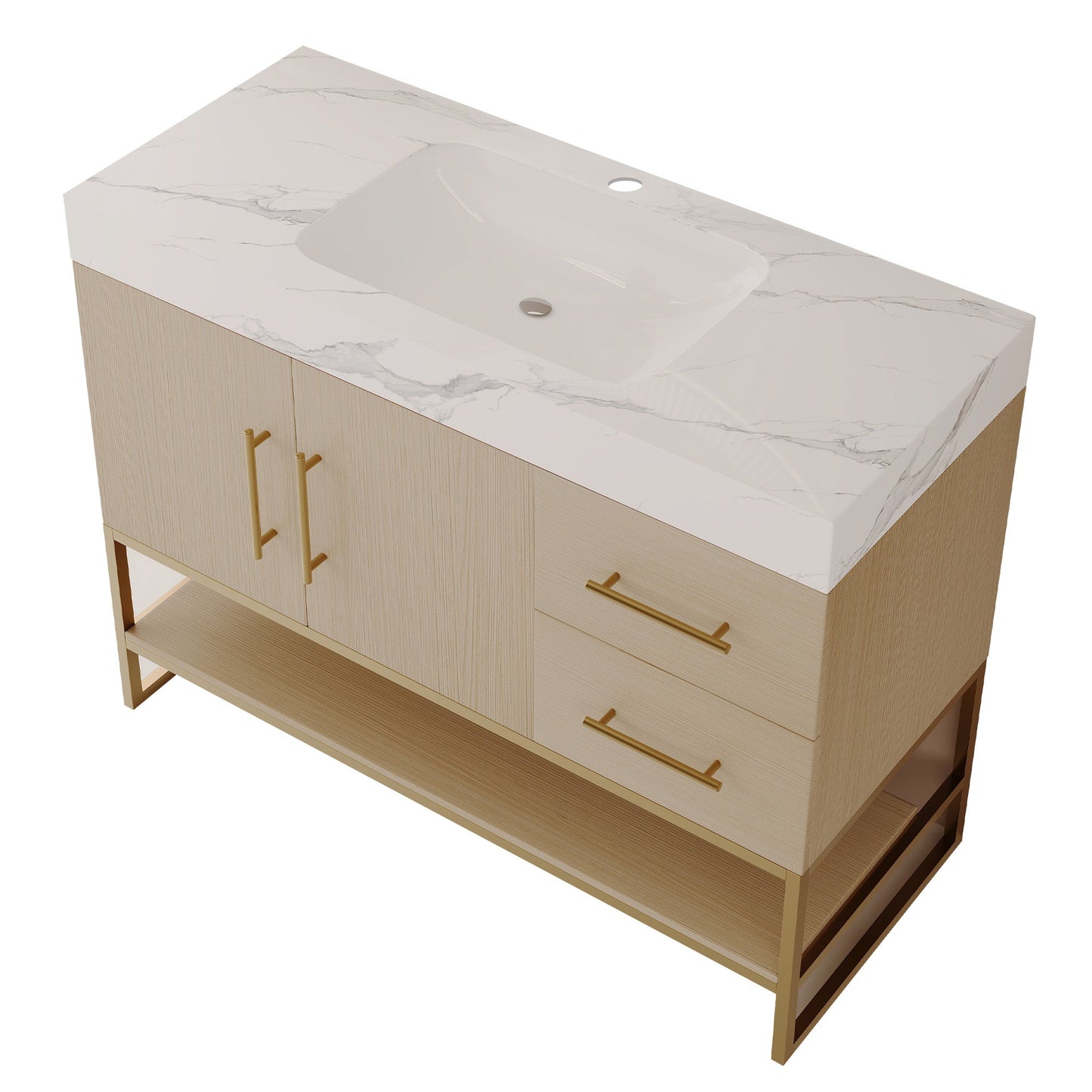 36" Modern Free-Standing Bathroom Vanity with Seamless Sink