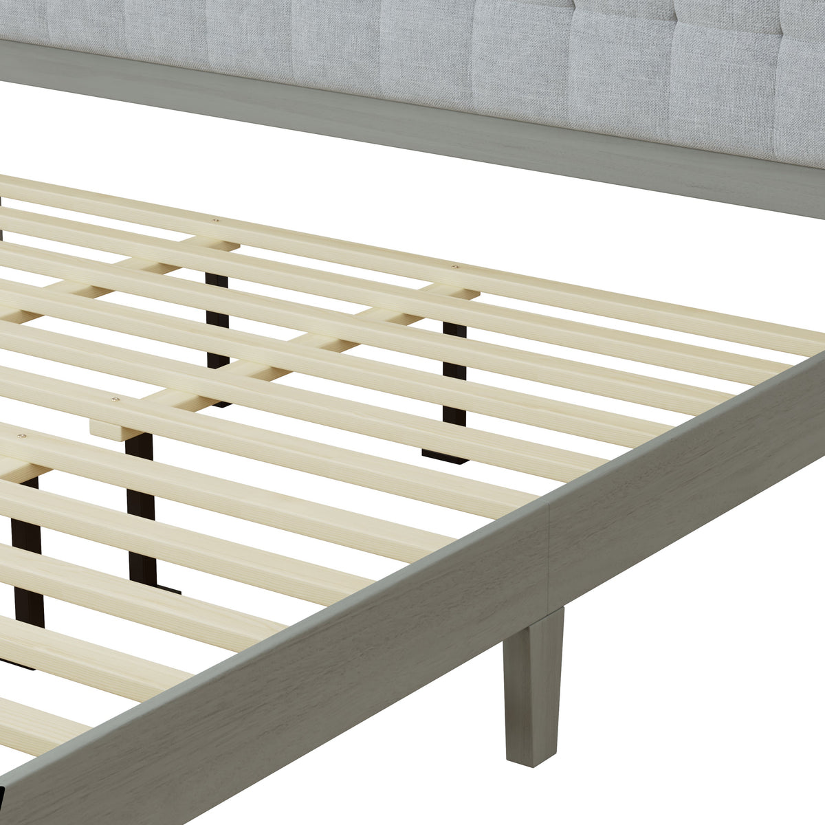 Solid Wood Platform Upholstered Headboard California King Bed