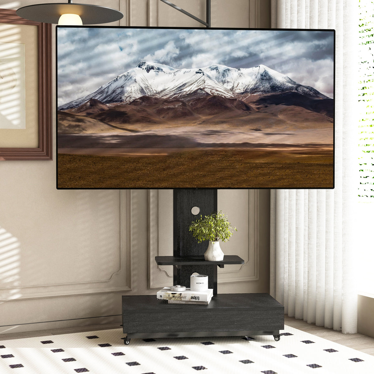TV Stand with Push-Pull Drawer for Living Room, Bedroom, Offices