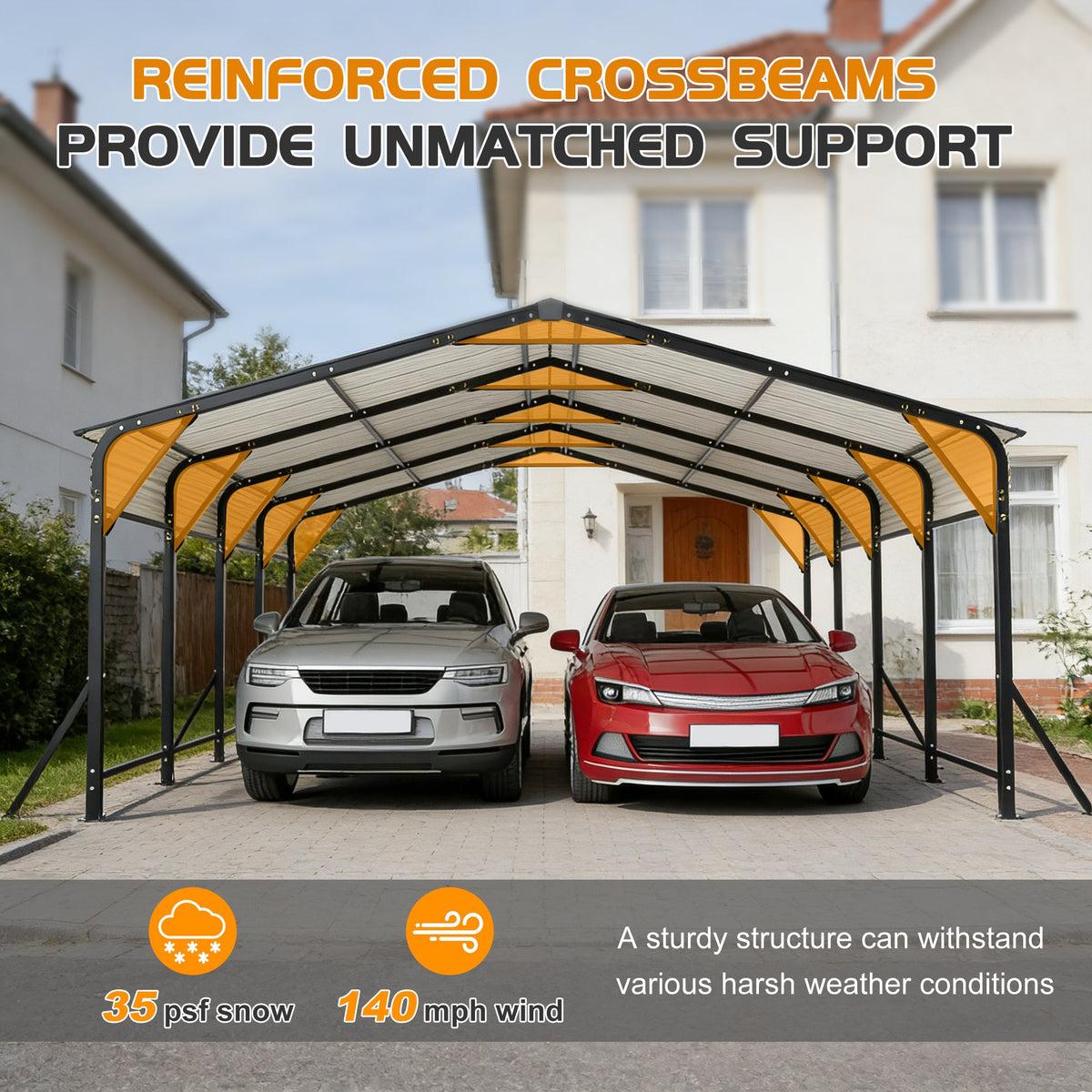 20'x20' Galvanized Steel Carport Canopy
