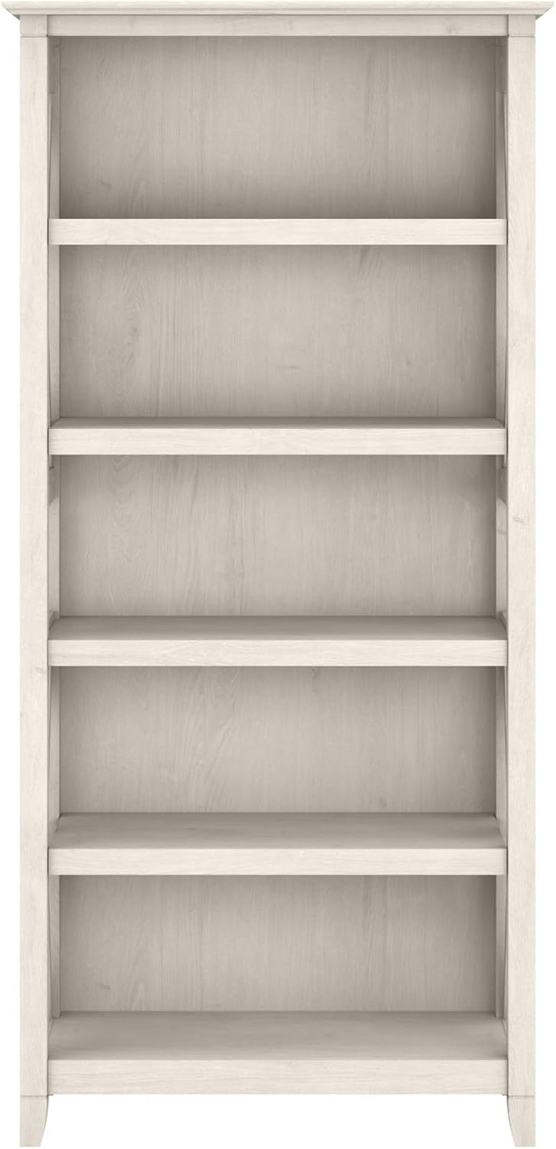 Tall 5 Shelf Bookcase Linen White Oak Modern Farmhouse