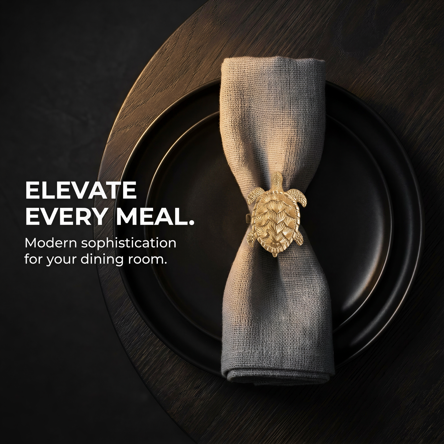 Gold Turtle Napkin Rings – Elegant Rust Resistant Table Decor Set for Dining