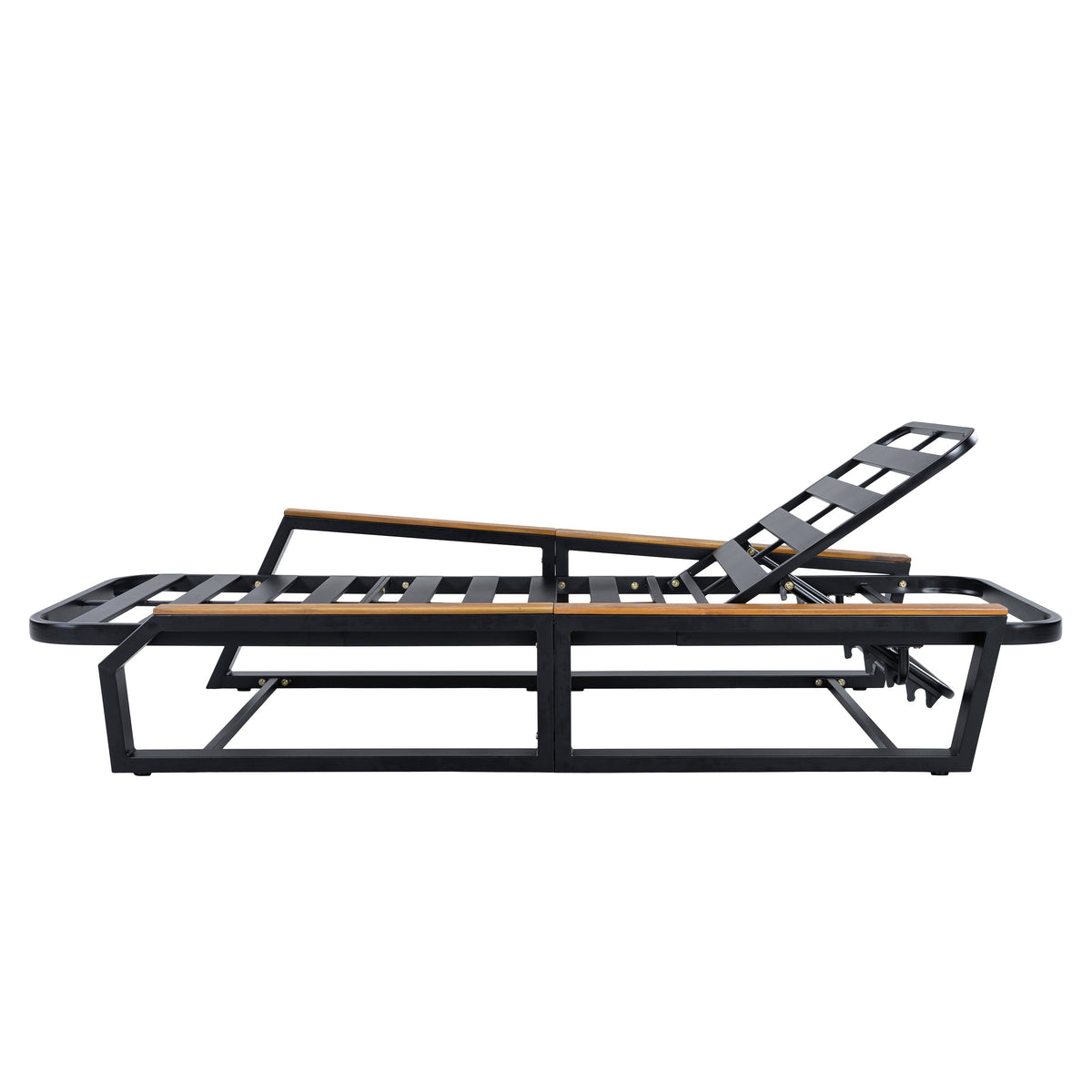 5-Piece Outdoor Chaise Lounge Set, 2 Adjustable Recliners with Side Table
