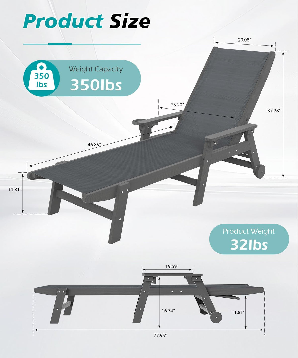 HDPE Outdoor Lounge Chair with Wheels