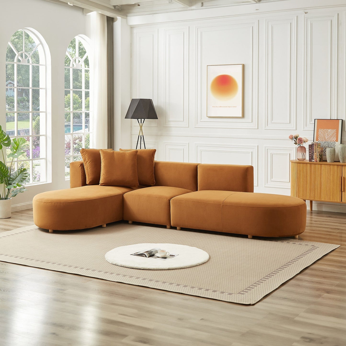 Orby Velvet Sectional Sofa - Left Facing