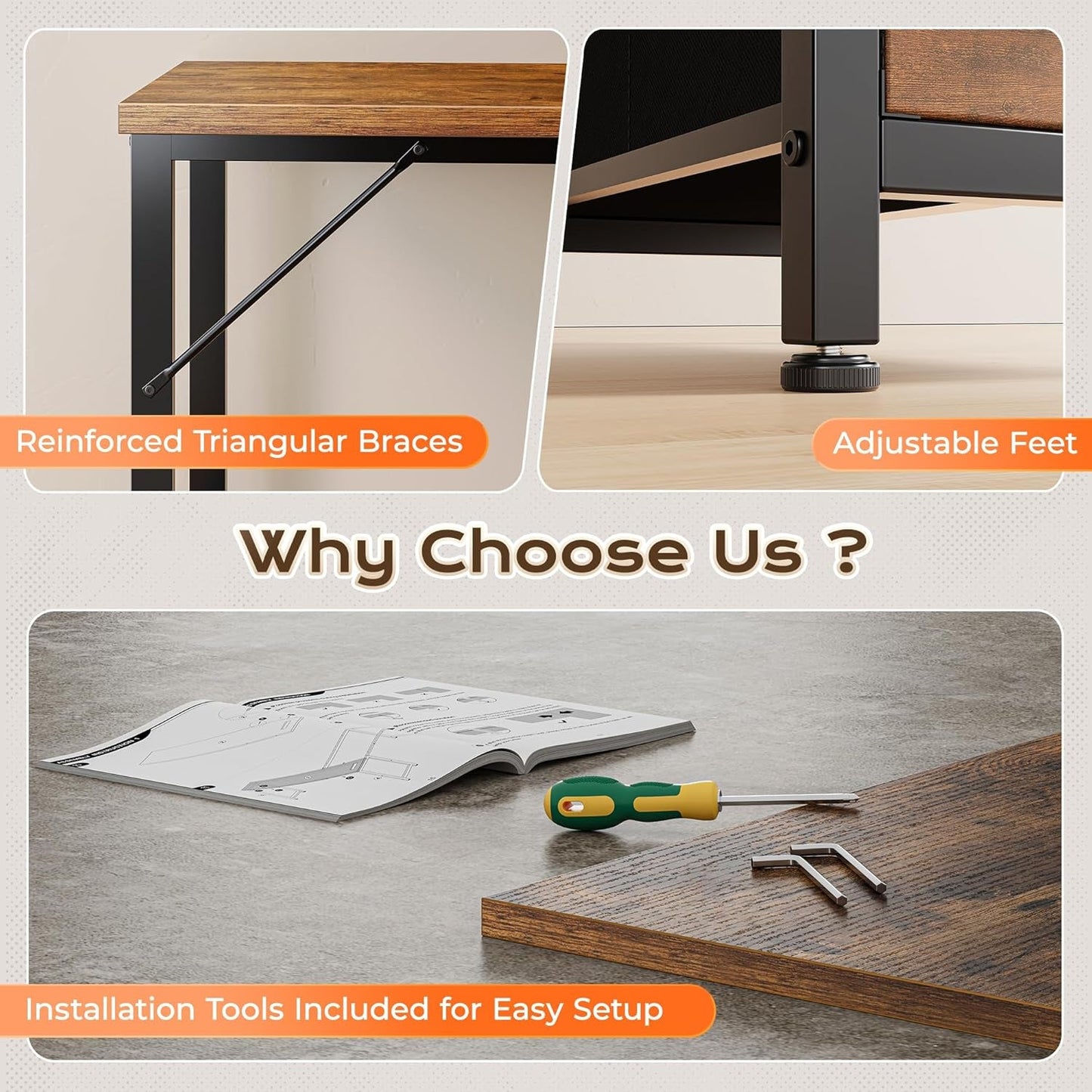 Sixty Three Inch L Shaped Desk USB Port Ergonomic Workspace