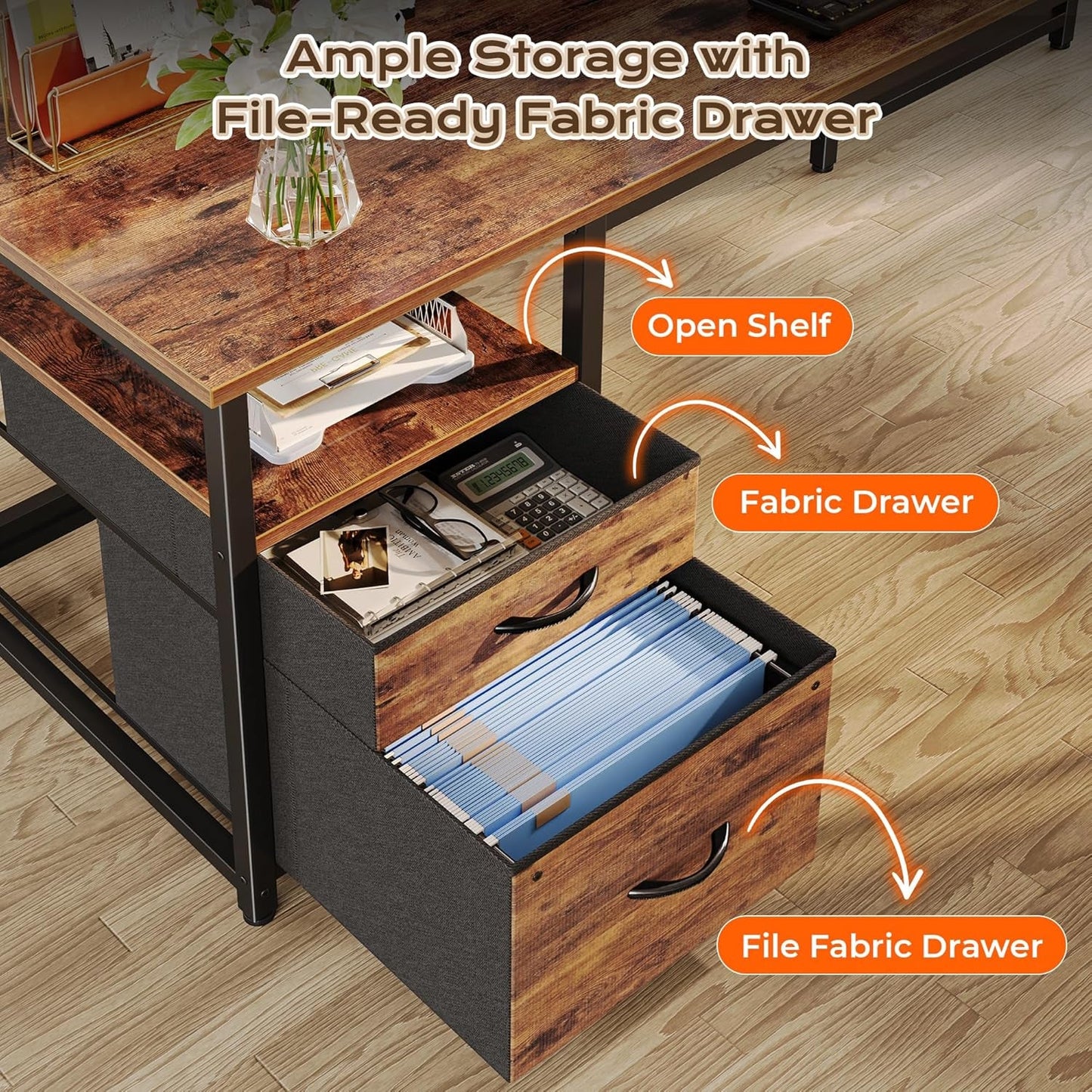 Sixty Three Inch L Shaped Desk USB Port Ergonomic Workspace