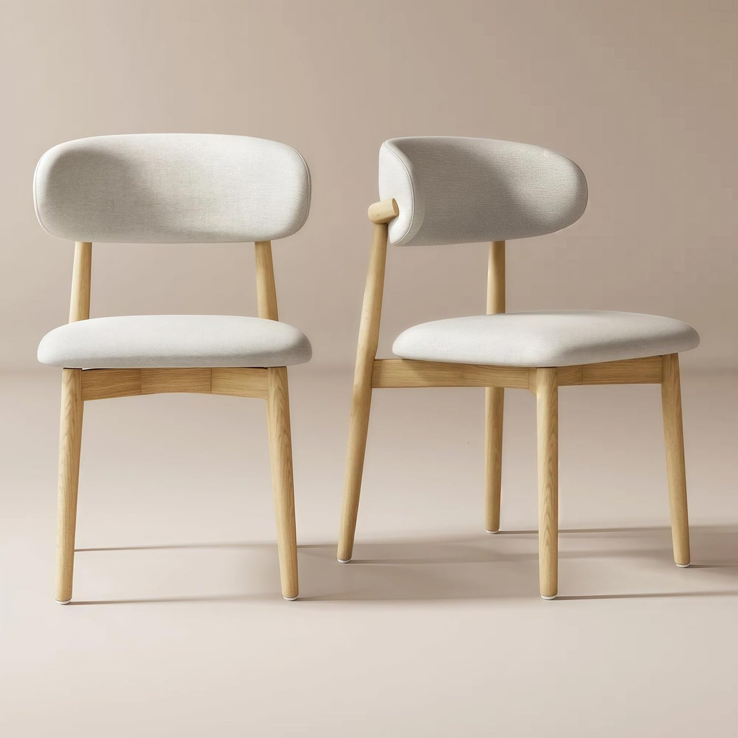 Set of 2 Solid Ash Wood Dining Chairs