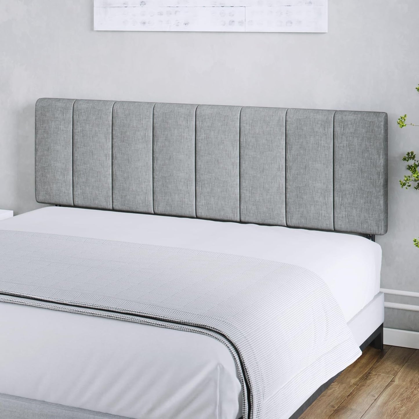 Elegant Vertical Channel Tufted Upholstered Headboard King