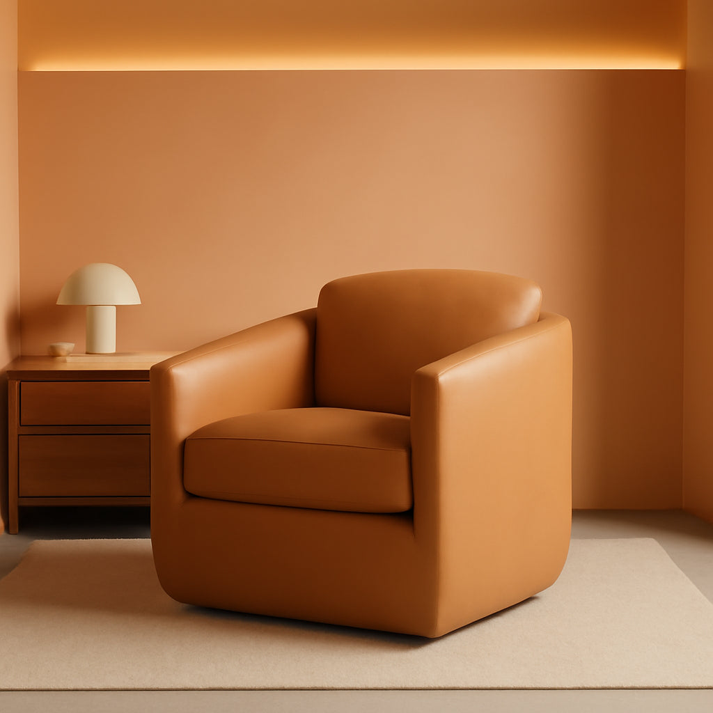 Brown 360 Degree Swivel Premium Upholstered Chairs