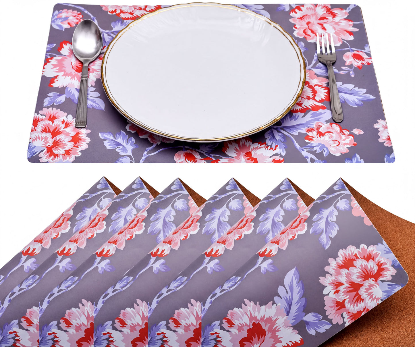 Floral Cork Placemats – Cork Backed, Heat & Scratch Resistant Table Decor Mats
