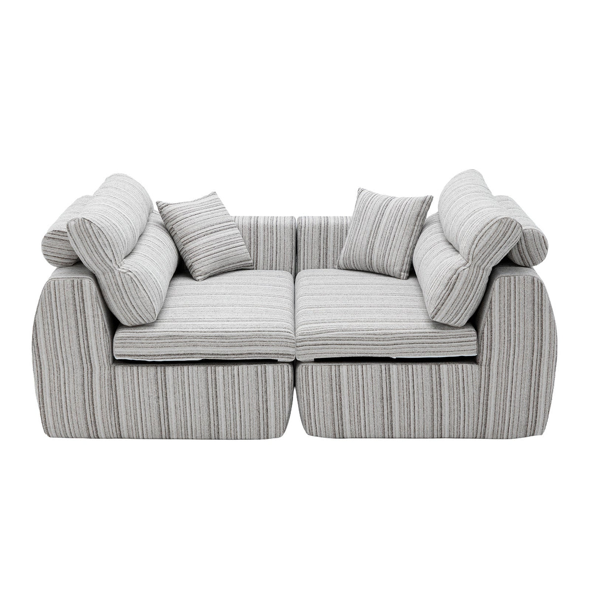Chenille Stripe Fabric Compressed Sponge Sofa, 3-Seater