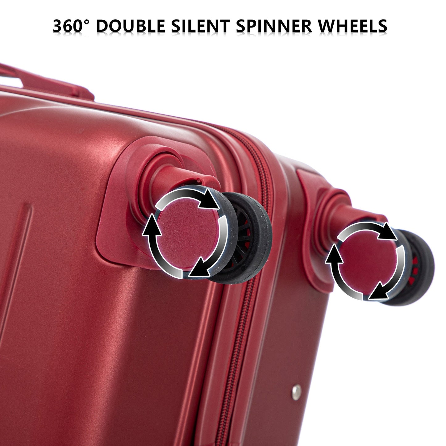 Set 3PCs 20'/24'/28' ABS Spinner Wheel Luggage Wine Red