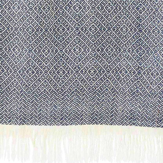 Blue and White Diamond Isla Alpaca Throw