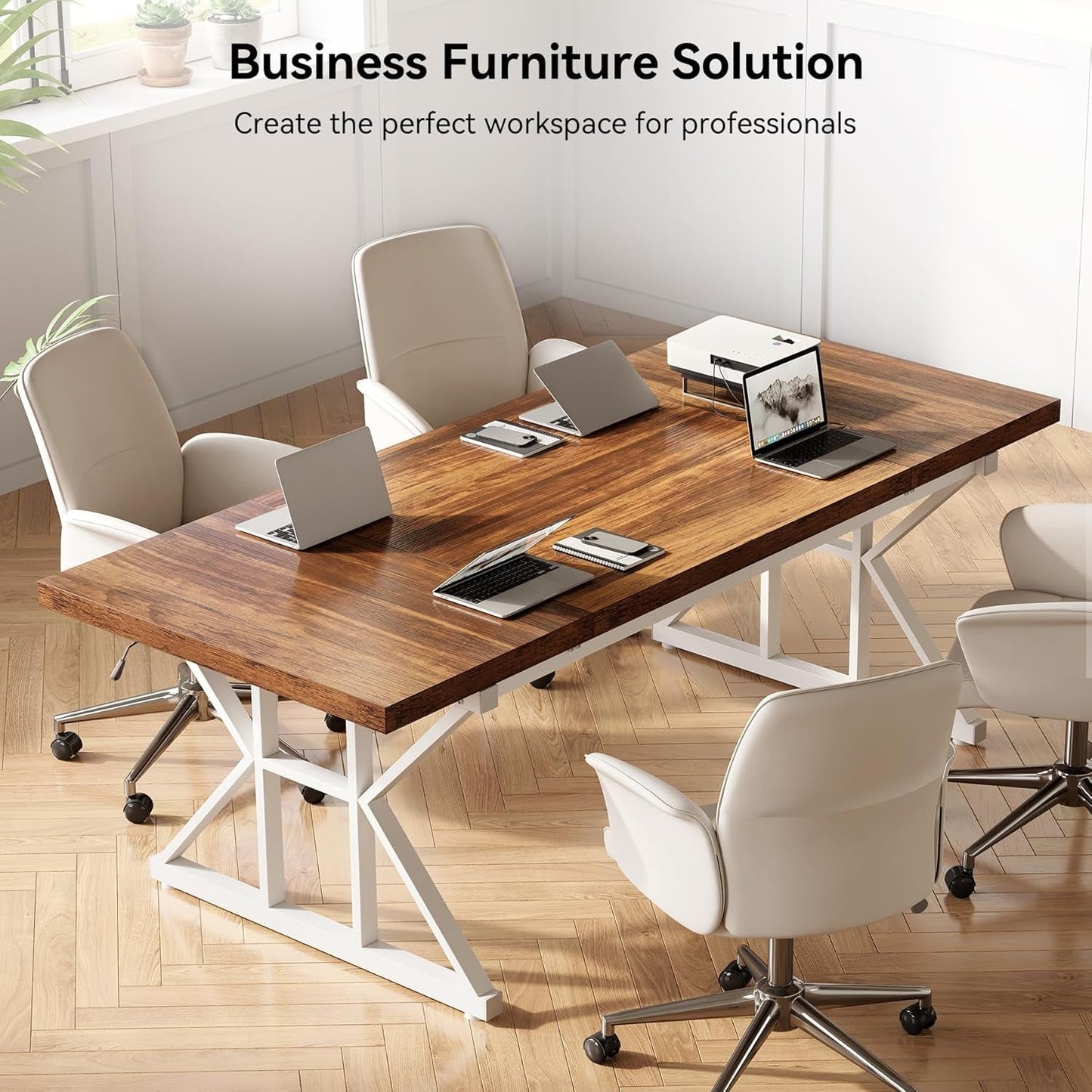 Spacious 70.8 Inch Wooden Executive Desk For Home Office