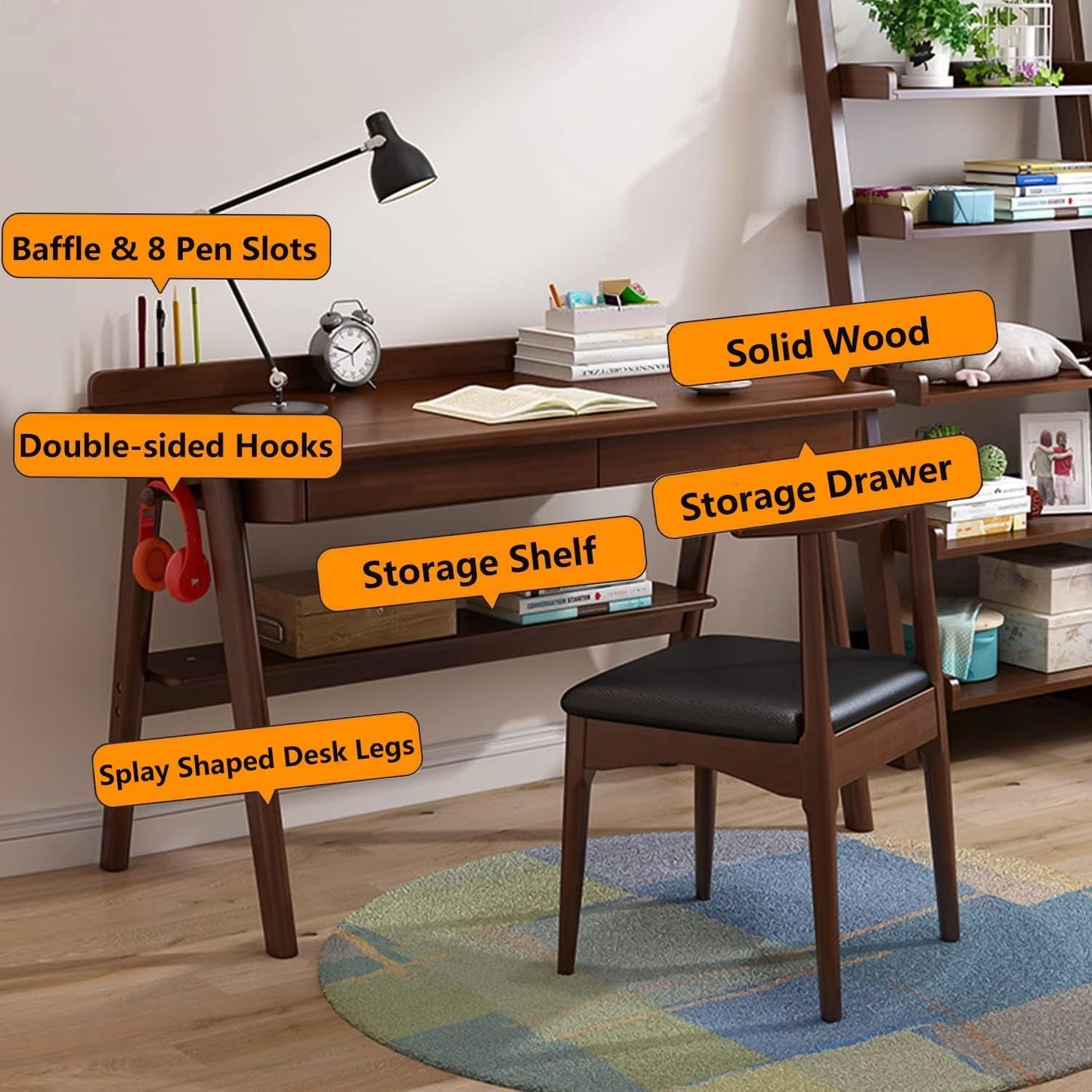 Solid Wood Writing Desk 47 In Walnut Enterprise Edition