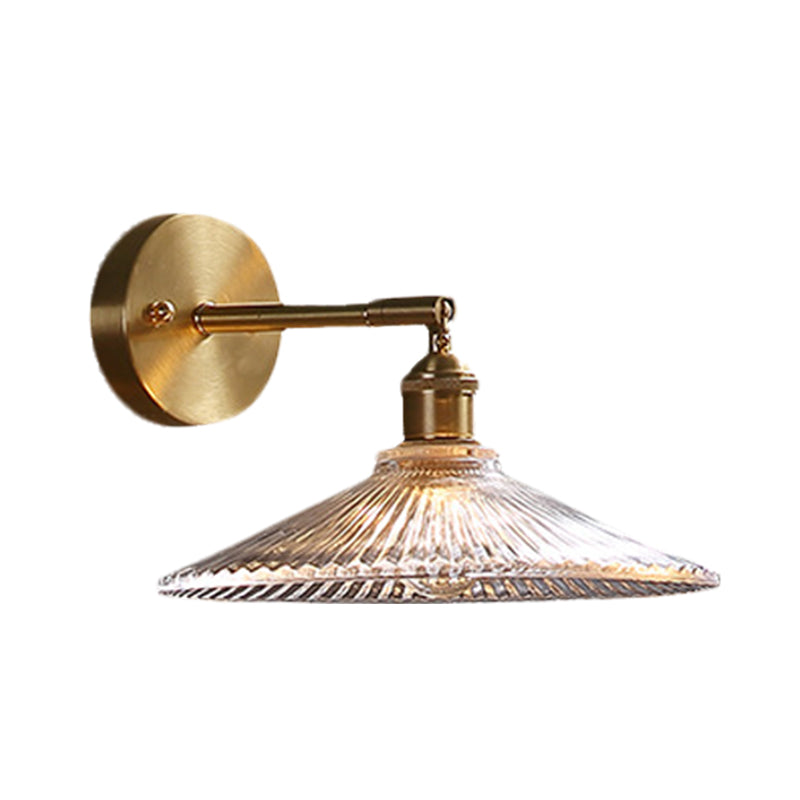 Emerson Classic Embrace: Brass Wall Sconce with Scalloped Glass Shade