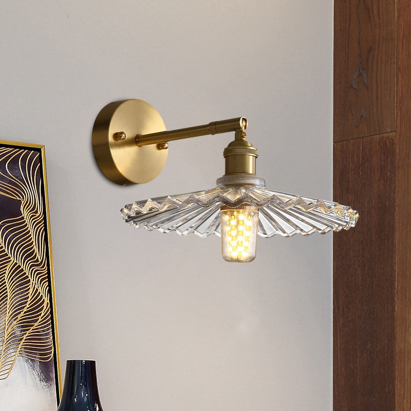 Emerson Classic Embrace: Brass Wall Sconce with Scalloped Glass Shade