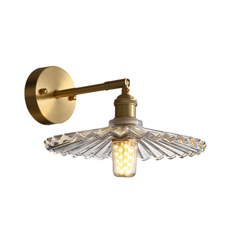 Emerson Classic Embrace: Brass Wall Sconce with Scalloped Glass Shade
