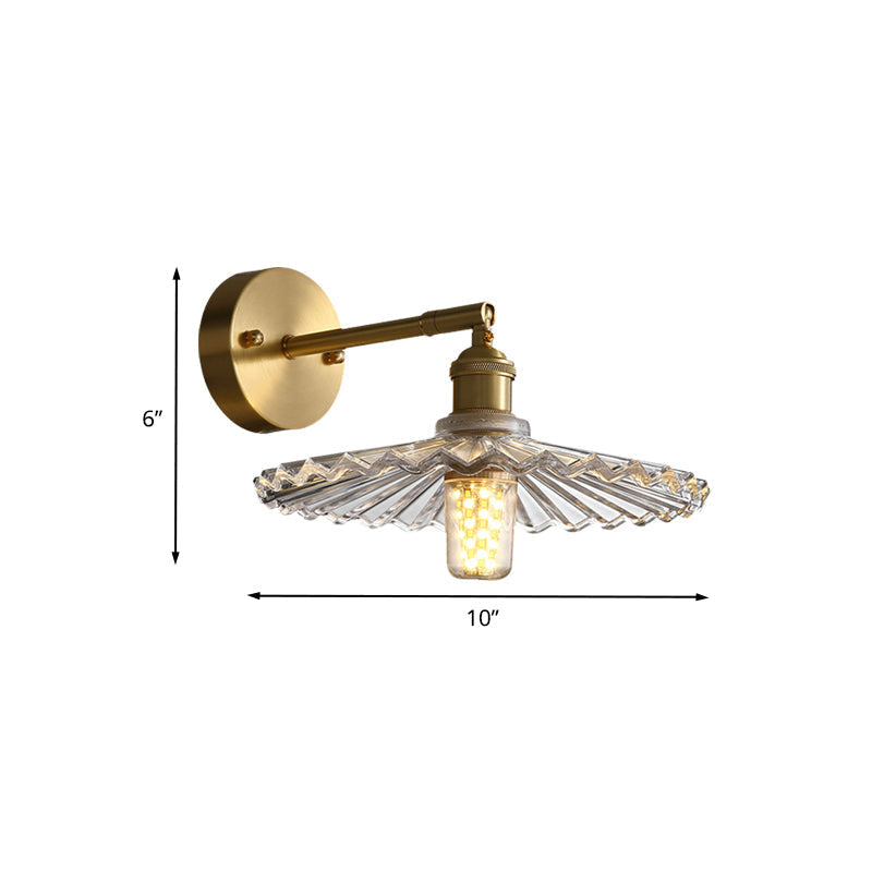 Emerson Classic Embrace: Brass Wall Sconce with Scalloped Glass Shade