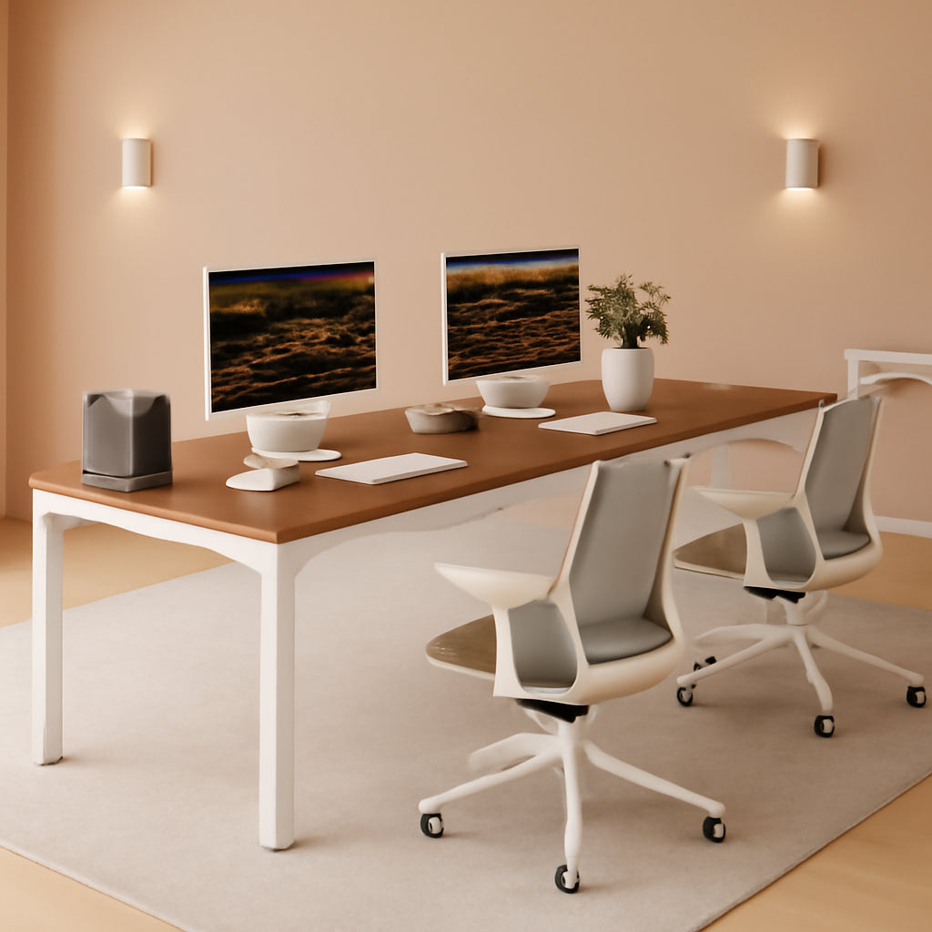78.7 Inch Extra Long Computer Desk For Two Walnut White