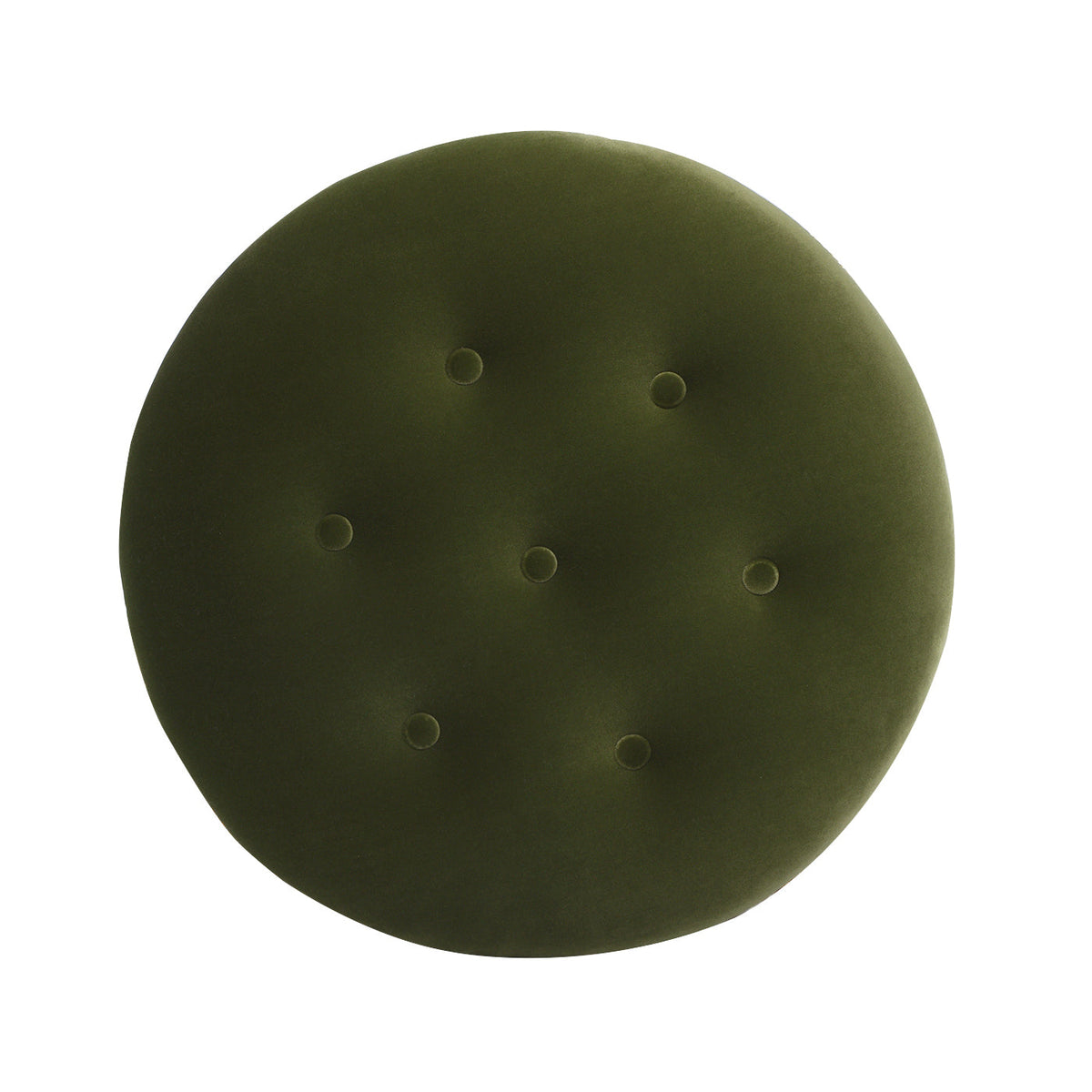 Yolanda 24" Round Upholstered Accent Ottoman, Olive