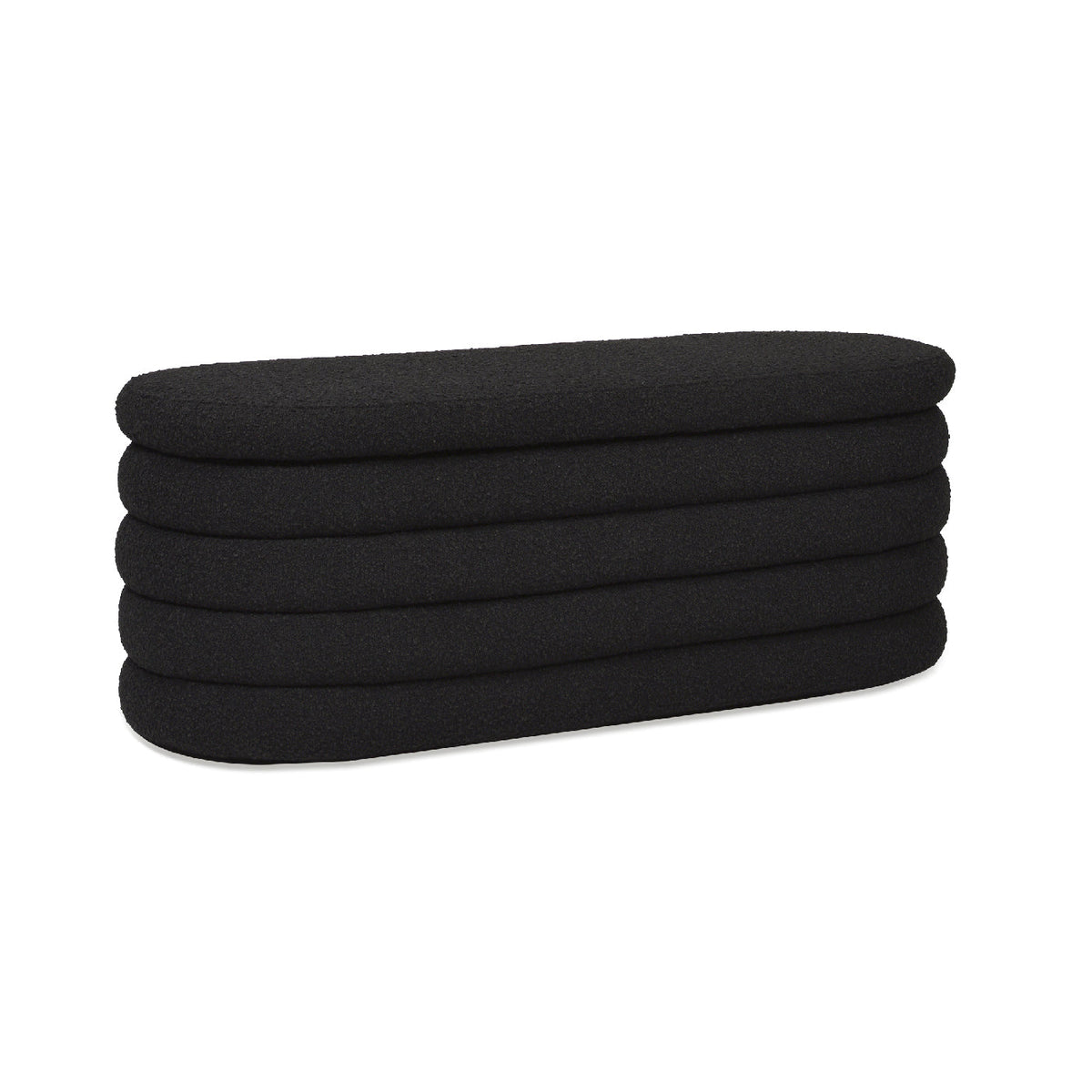 Fuji 49" Upholstered Oval Storage Bench, Ebony