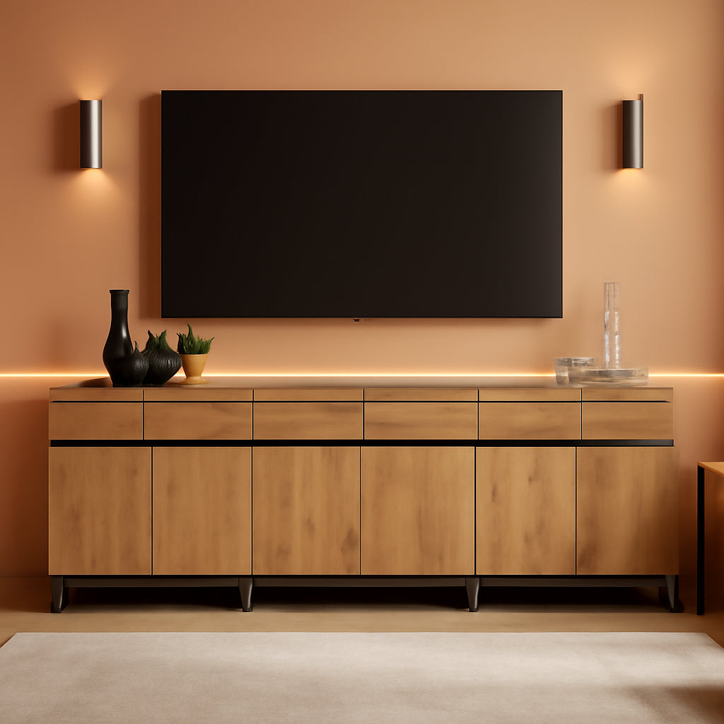 3 In 1 TV Stand For TVs Up To 110 Inch With Adjustable Shelves
