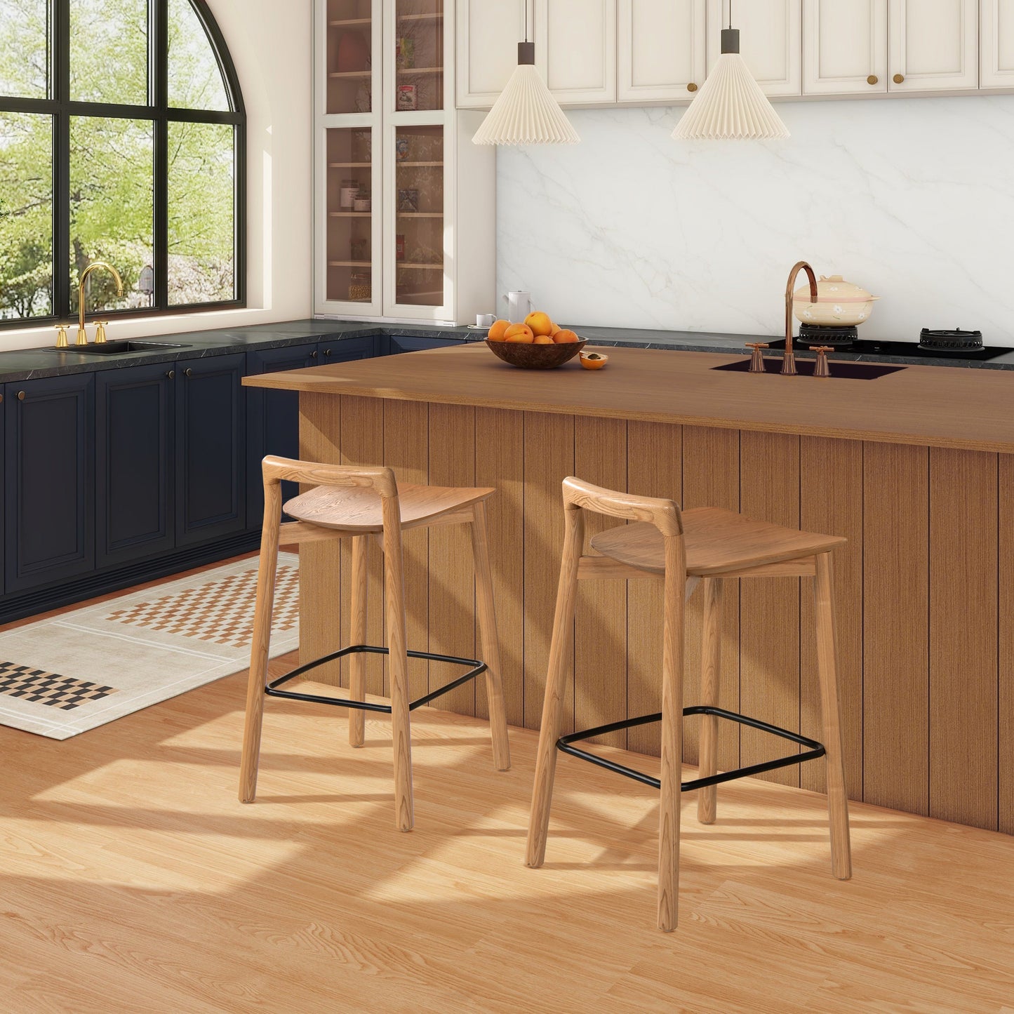 Sven 26.5" Modern Minimalist Low Back Wood Counter Stool
