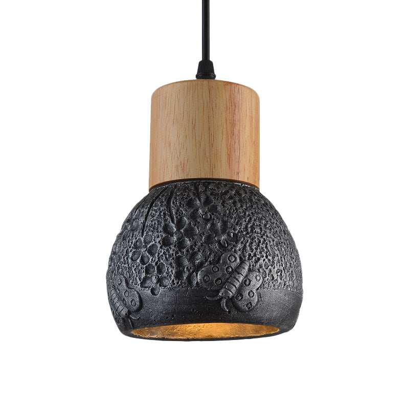 Enrich Your Space with Industrial Charm and Natural Beauty: The Cement Ceiling Light with Wood Dome