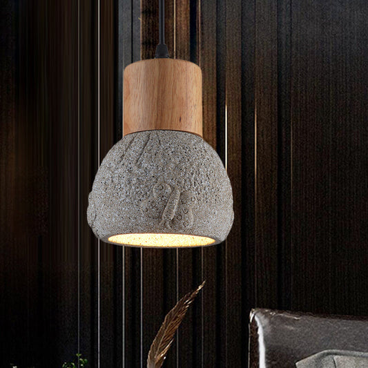 Enrich Your Space with Industrial Charm and Natural Beauty: The Cement Ceiling Light with Wood Dome